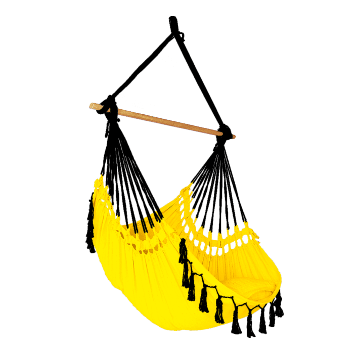 Rede Cadeira Simples - Tecido Amarelo e Acabamento Preto
